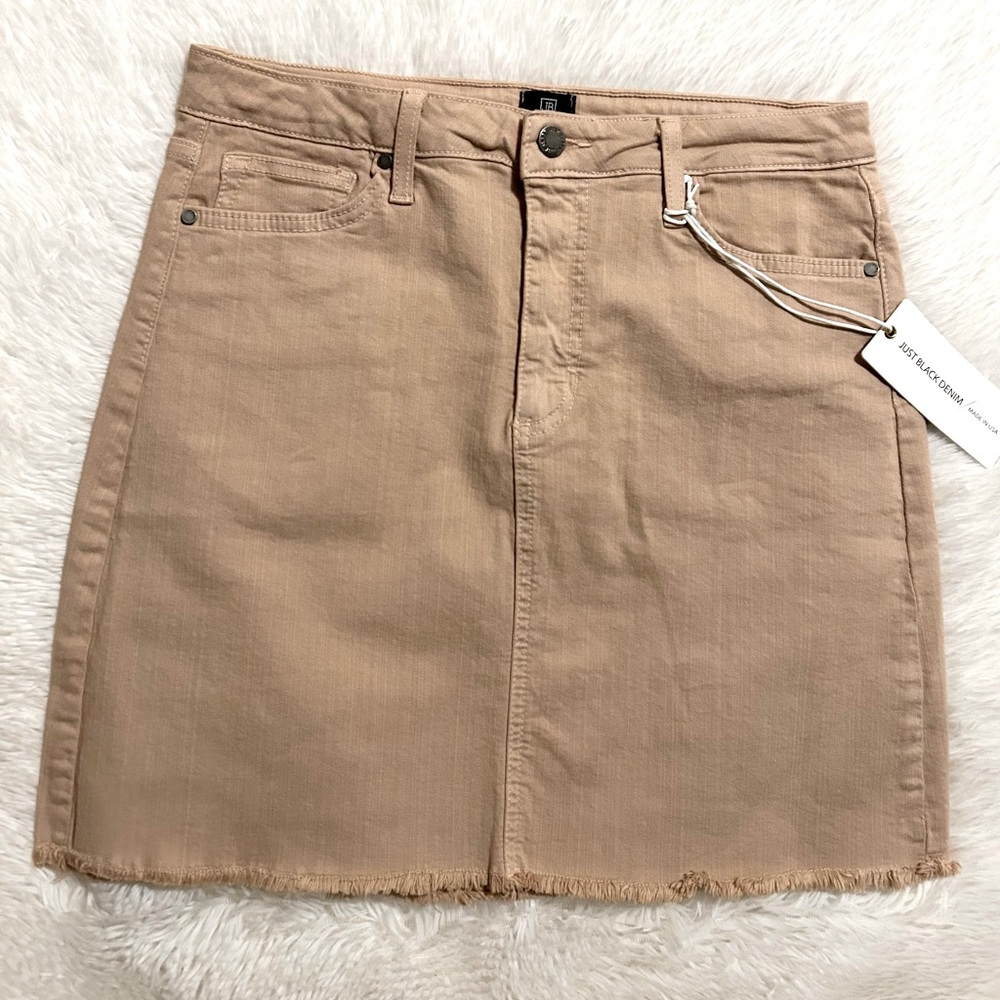 Just Black Denim Frayed Khaki Skirt NWT